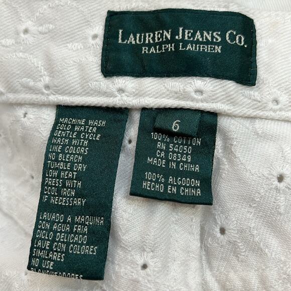LAUREN JEANS CO. RALPH LAUREN white eyelot cotton crop jeans SZ 6 - Picture 15 of 15